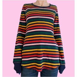 Old Navy Womens Long Sleeve Striped Ribbed Crewneck Top Multicolor Size 2X